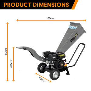 Ducar Wood Chipper | 7HP | Shredder Mulcher Grinder | Petrol | Silver