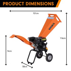 Ducar Wood Chipper | 7HP | Shredder Mulcher Grinder | Petrol | Orange