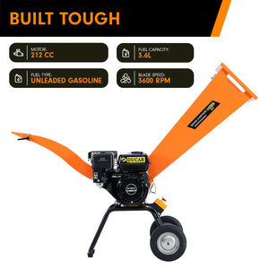 Ducar Wood Chipper | 7HP | Shredder Mulcher Grinder | Petrol | Orange