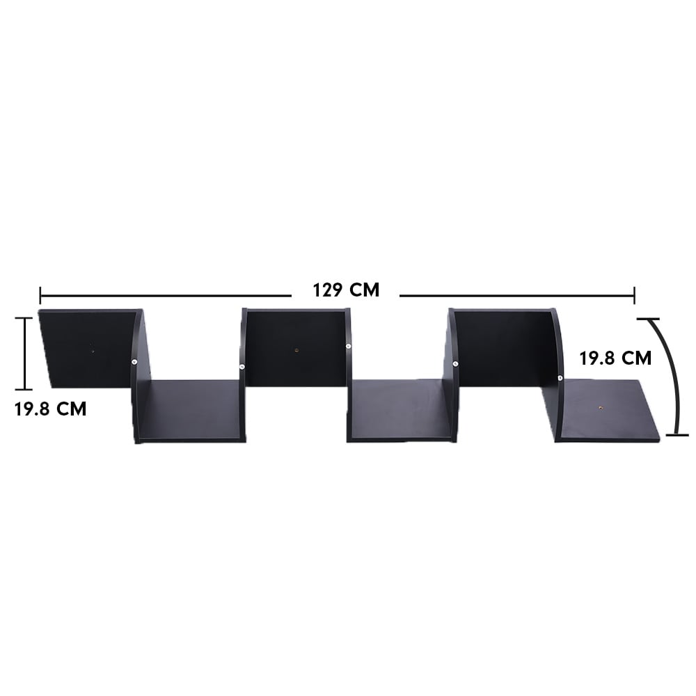 5 Tier Corner Wall Shelf | Display Shelves | DVD Book Storage Rack | Floating Mounted | Black