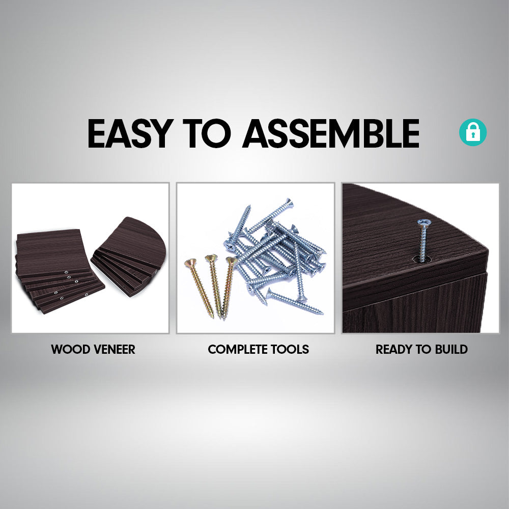 5 Tier Corner Wall Shelf | Display Shelves | DVD Book Storage Rack | Floating Mounted | Dark Brown