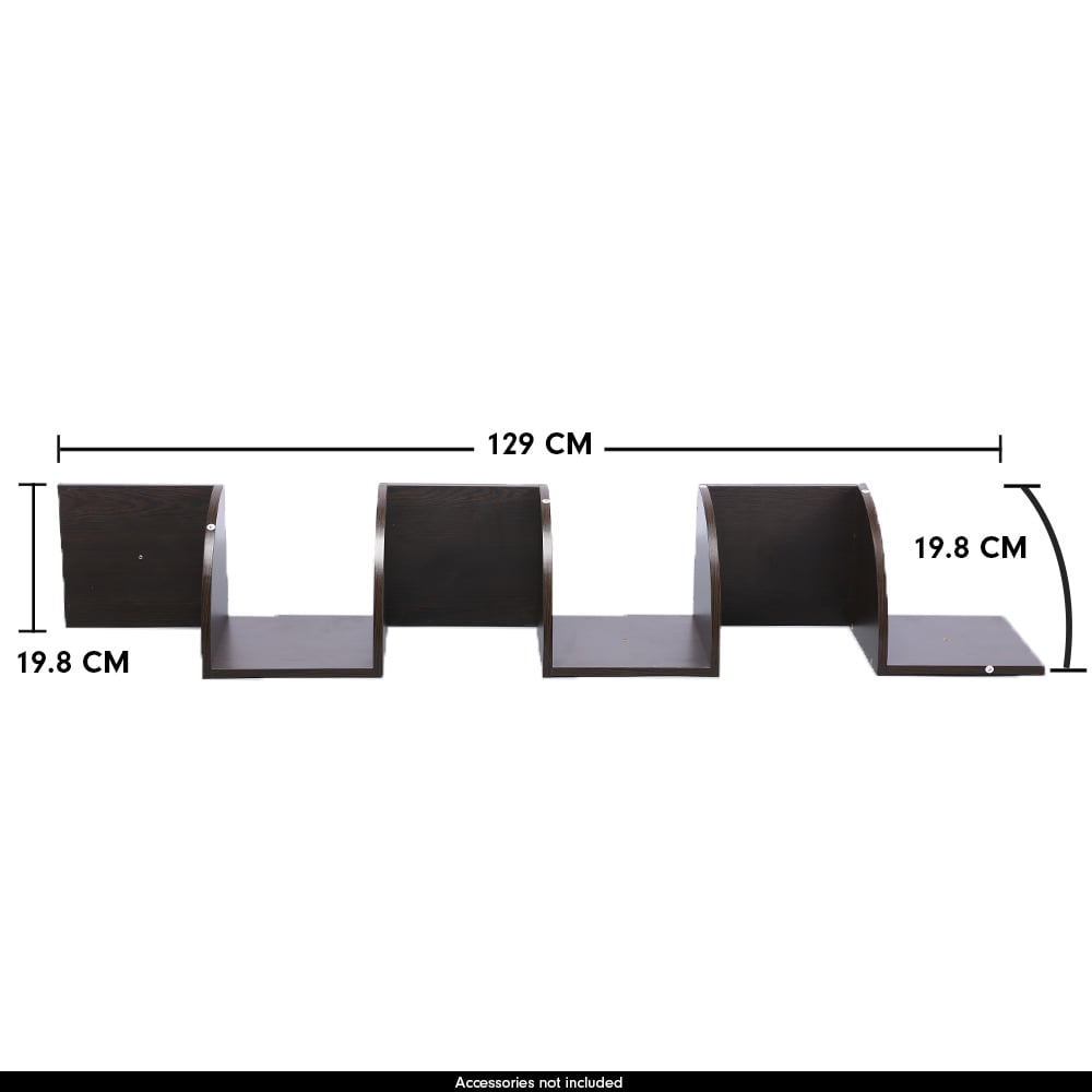 5 Tier Corner Wall Shelf | Display Shelves | DVD Book Storage Rack | Floating Mounted | Dark Brown