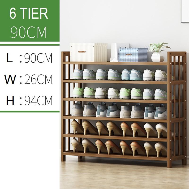 6 Tier Tower Bamboo Wooden Shoe Rack | Corner Shelf Stand Storage Organizer