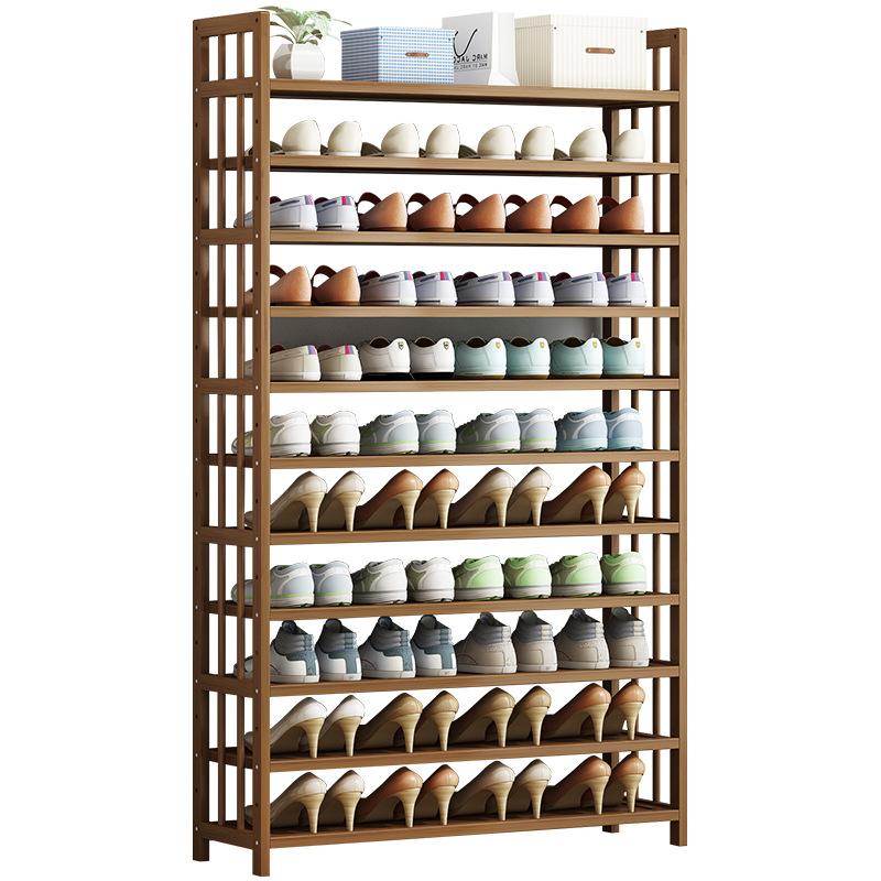 6 Tier Tower Bamboo Wooden Shoe Rack | Corner Shelf Stand Storage Organizer
