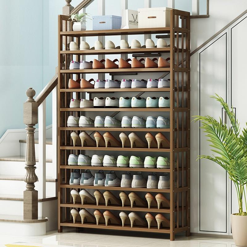 6 Tier Tower Bamboo Wooden Shoe Rack | Corner Shelf Stand Storage Organizer