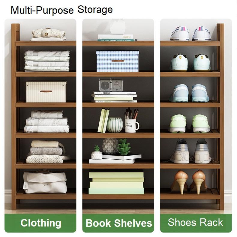 8 Tier Tower Bamboo Wooden Shoe Rack | Corner Shelf Stand | Storage Organizer