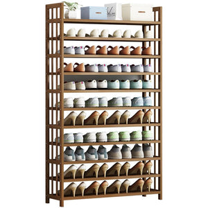8 Tier Tower Bamboo Wooden Shoe Rack | Corner Shelf Stand | Storage Organizer