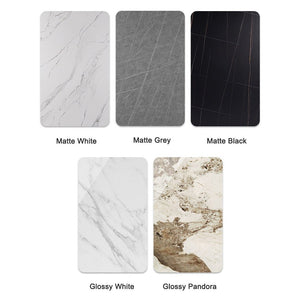 120x60cm Glossy Pandora Minimalist Slate Kitchen Dining Table | Marble Lunch Dinner Table | Solid Metal Legs