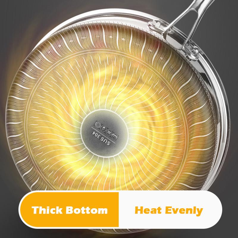 304 Stainless Steel Frying Pan | Non-Stick Cooking Frypan | 28cm Honeycomb Double Sided (without lid)