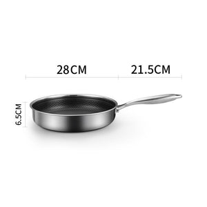 304 Stainless Steel Frying Pan | Non-Stick Cooking Frypan | 28cm Honeycomb Double Sided (without lid)