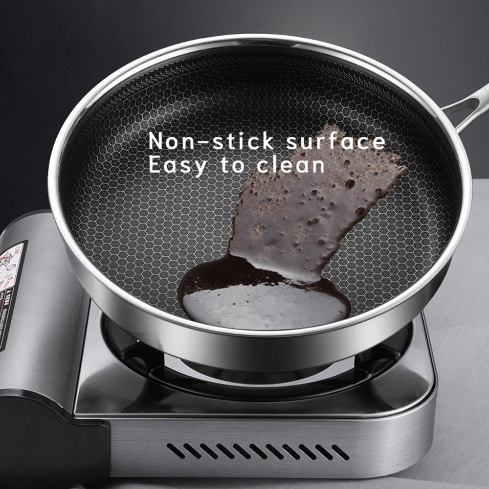 Stainless Steel Frying Pan | Non-Stick Cooking Frypan | 28cm Honeycomb Double Sided
