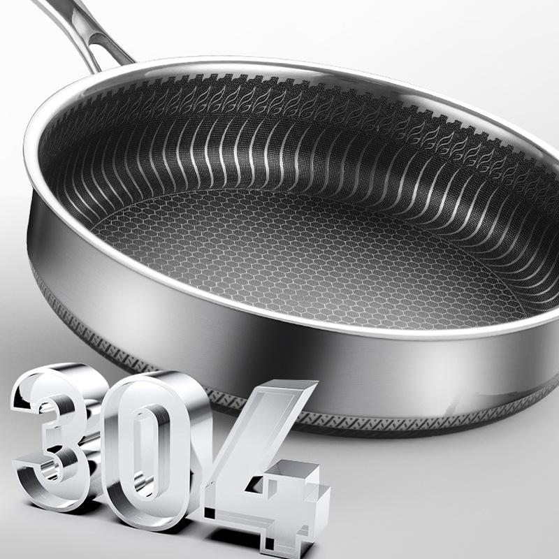 Stainless Steel Frying Pan | Non-Stick Cooking Frypan | 28cm Honeycomb Double Sided