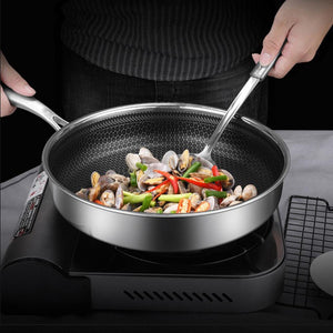 Stainless Steel Frying Pan | Non-Stick Cooking Frypan | 30cm Honeycomb Single Sided (without lid)