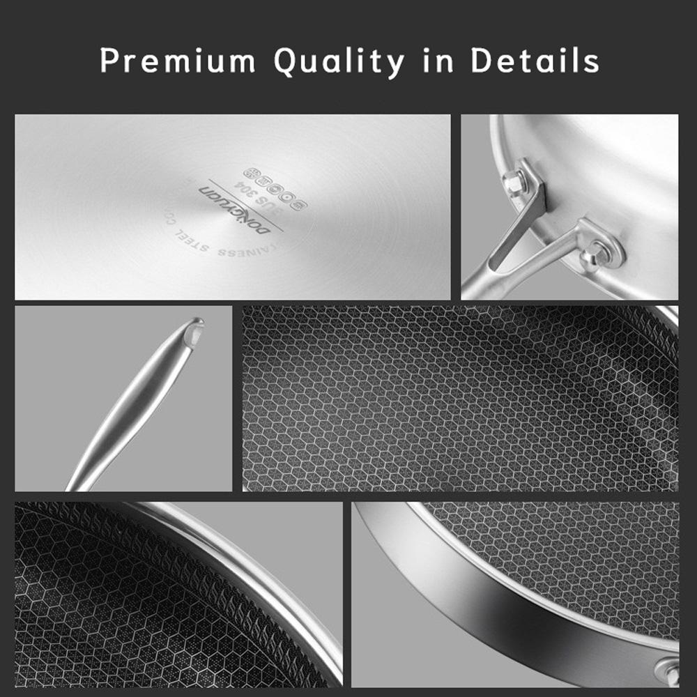 Stainless Steel Frying Pan | Non-Stick Cooking Frypan | 30cm Honeycomb Single Sided (without lid)