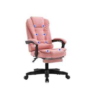 8-Point Massage Chair | Executive Office Computer Seat | Footrest Recliner | PU Leather Beige