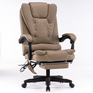 8-Point Massage Chair | Executive Office Computer Seat | Footrest Recliner | PU Leather Pink