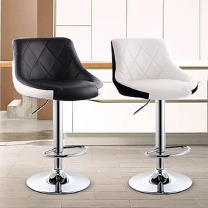 Bar Stools Kitchen Bar Stool | Leather Barstools | Swivel Gas Lift Counter Chairs x2 | Black