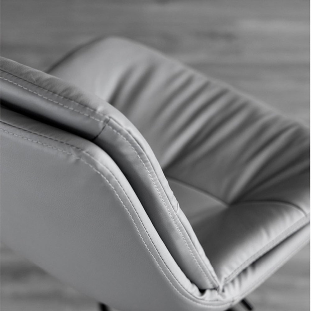 Bar Stools Kitchen Bar Stool | Leather Barstools | Swivel Gas Lift Counter Chairs x2 | Grey