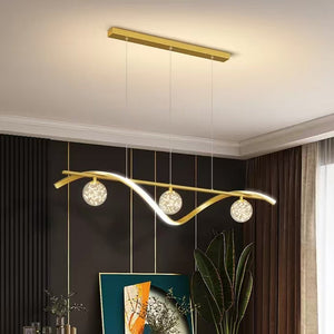 Luxury Hand Blown Glass LED Pendant Light | 100cm Adjustable | 3 Color Dimmable | Remote Control for Dining Bar Living Room