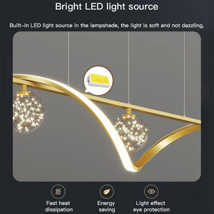 Luxury Hand Blown Glass LED Pendant Light | 100cm Adjustable | 3 Color Dimmable | Remote Control for Dining Bar Living Room