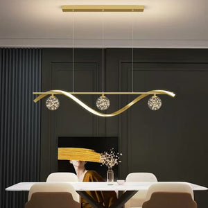 Luxury Hand Blown Glass LED Pendant Light | 100cm Adjustable | 3 Color Dimmable | Remote Control for Dining Bar Living Room