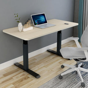 160cm Standing Desk | Height Adjustable | Sit Stand Motorised | Grey Dual Motors Frame | White Top