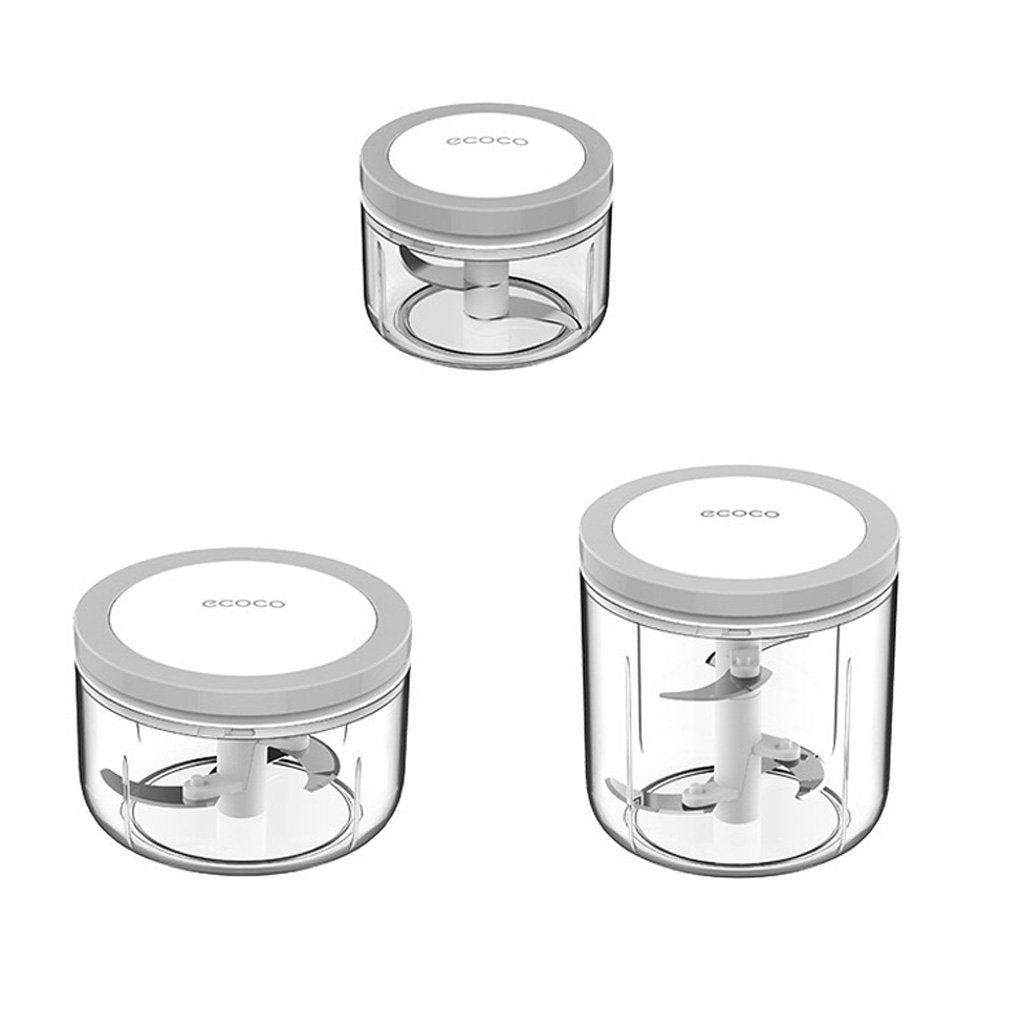Ecoco 3 Sizes Cutter Set | Easy Chopper Mincer Mixer Slicer Dicer Blender | For Onion & Garlic | Grey