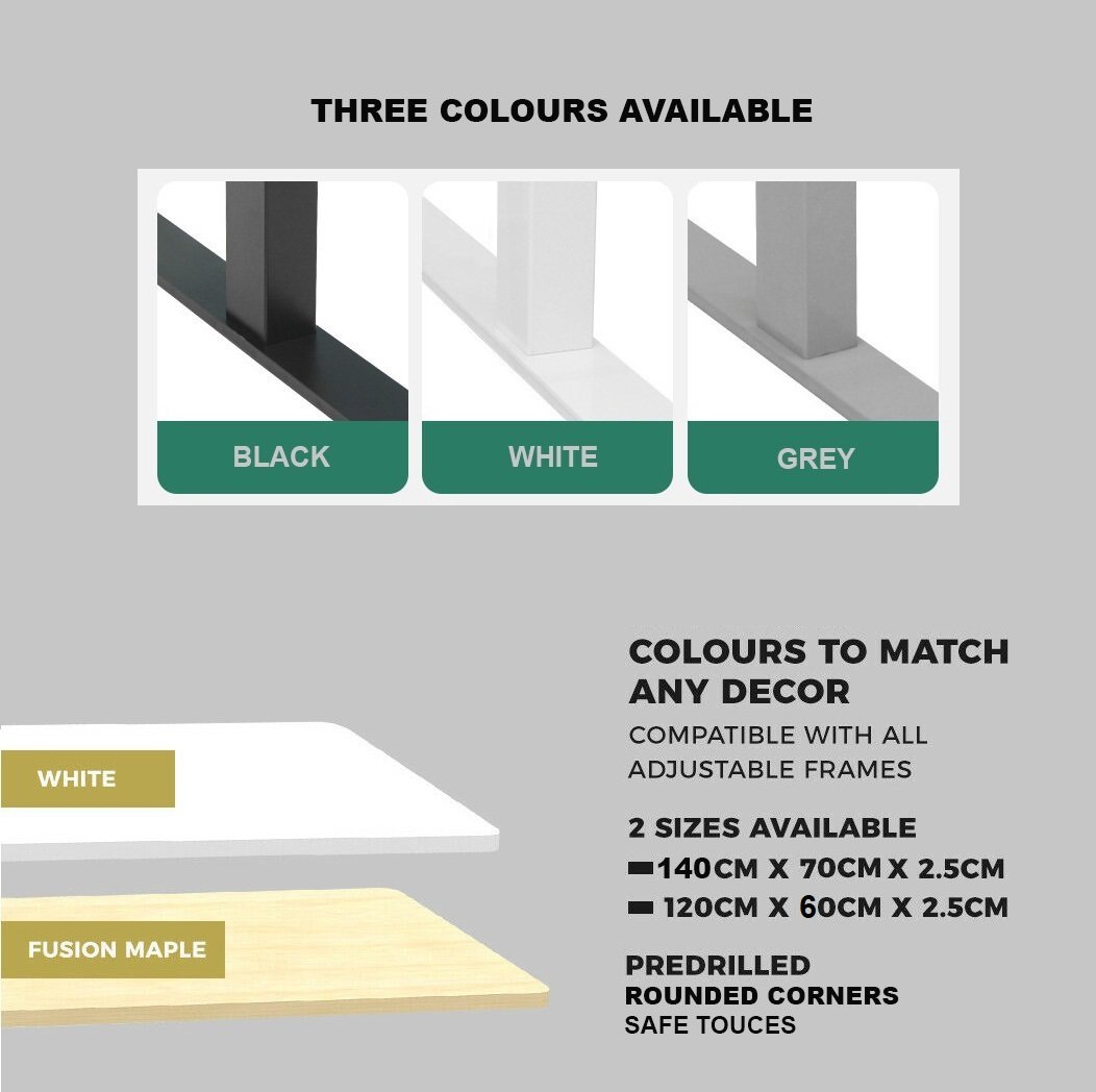 Standing Desk Height Adjustable Sit Stand | Motorised Dual Motors Frame | Grey Only