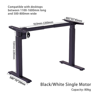 Standing Desk | Height Adjustable | Sit Stand Motorised | Grey Dual Motors Frame | Top