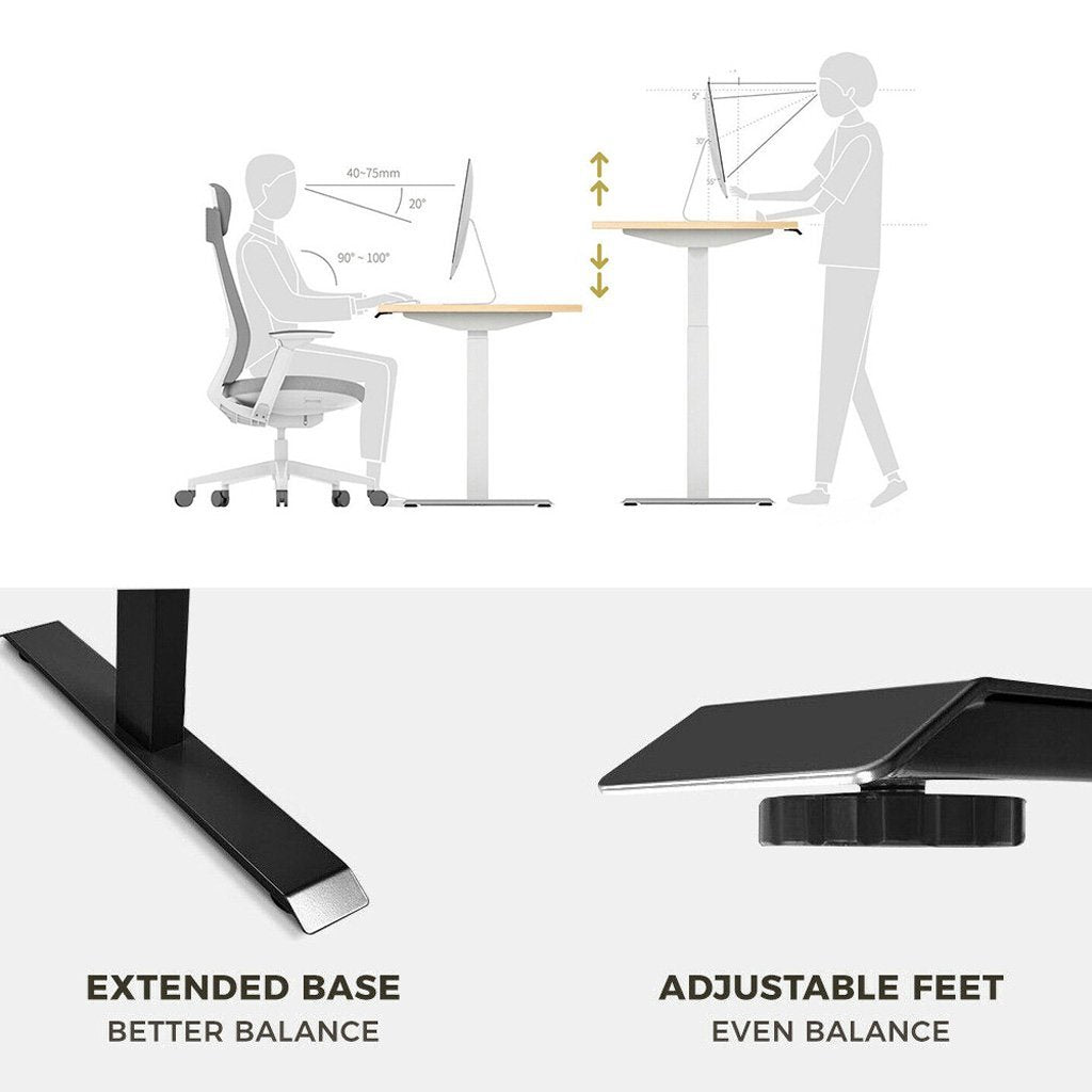 Standing Desk Height Adjustable Sit Stand | Motorised Grey Dual Motors Frame Only