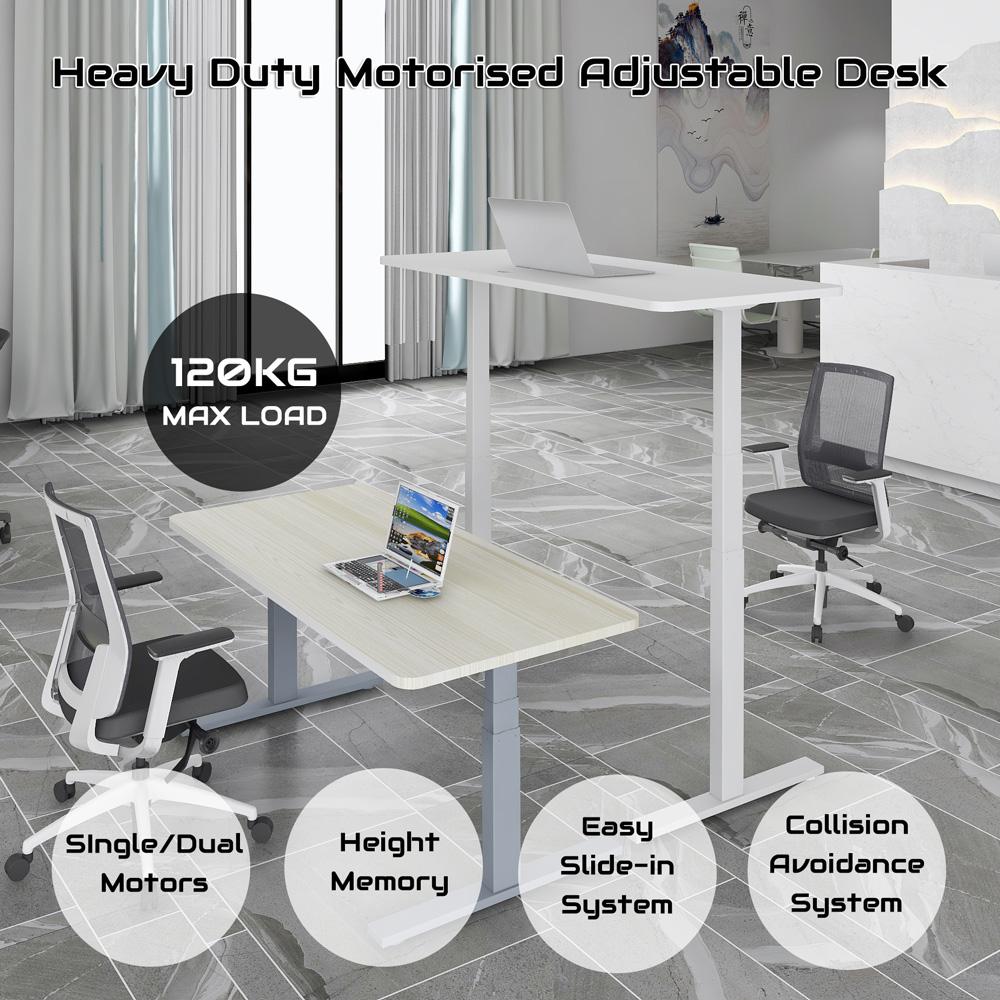 Standing Desk | Height Adjustable | Sit Stand Motorised | Grey Single Motors Frame | Top