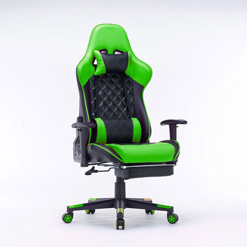 Gaming Chair | Ergonomic Racing Chair | 165° Reclining Gaming Seat | 3D Armrest | Footrest | Black Green
