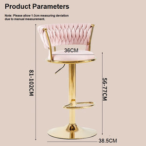 2x Adjustable Swivel Bar Stools | Velvet Upholstery | Gold Base | Padded Seat | Grey