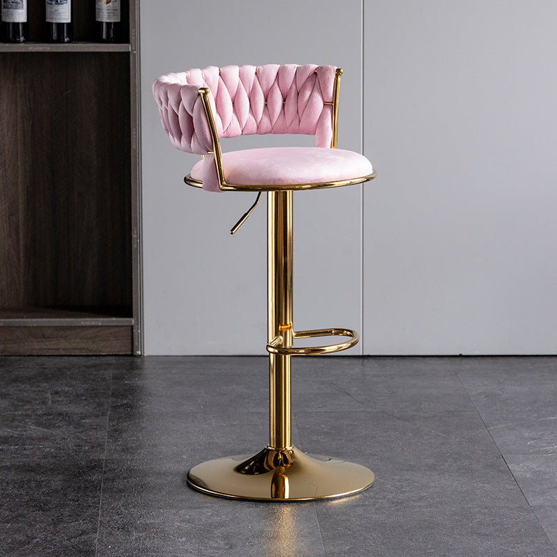SERENITà Pink Velvet Seat Kitchen Breakfast Bar Stools | Counter Height | Cushioned Chairs | Home Bar | Set of 2