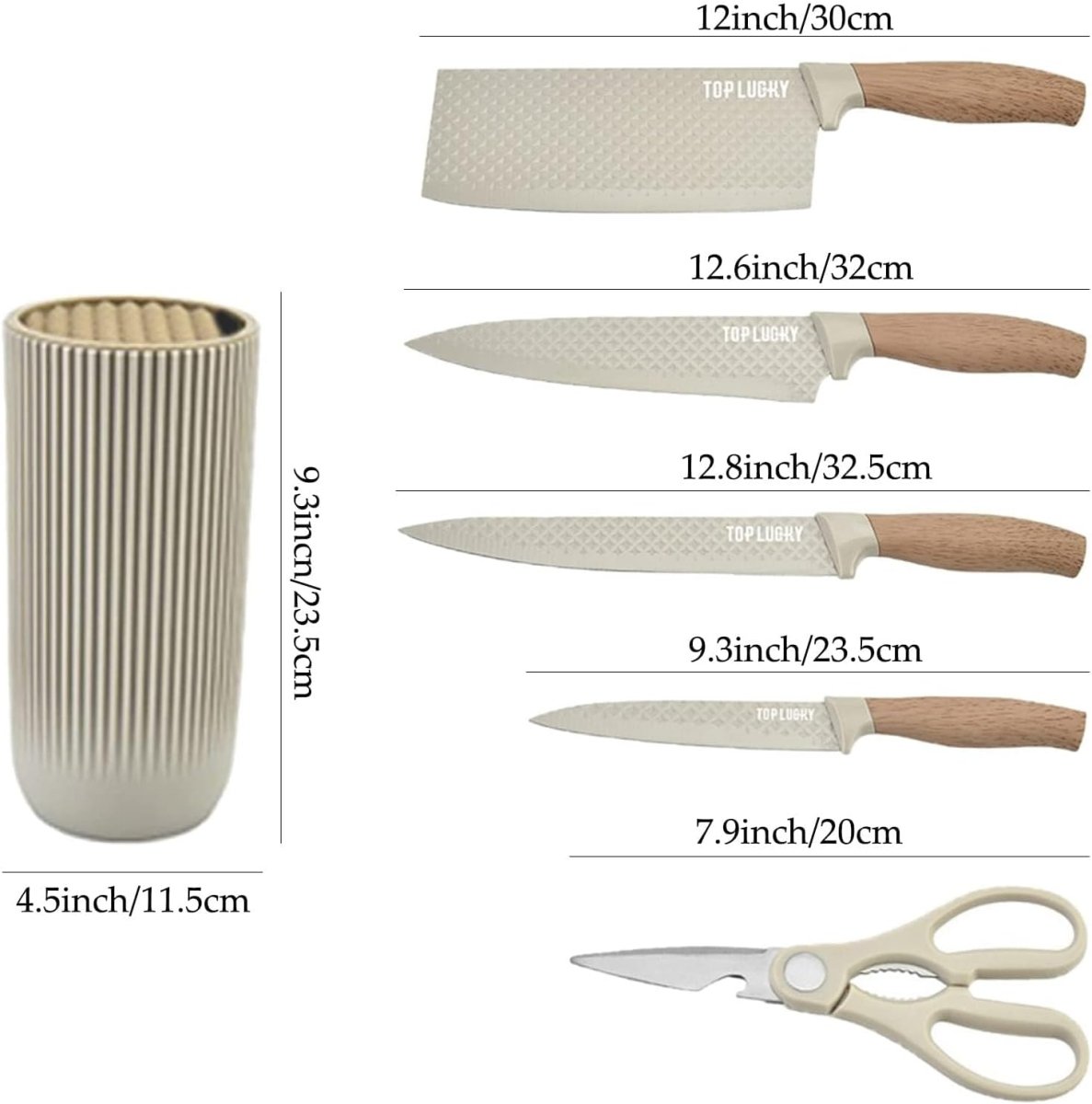 6-Piece Kitchen Knife Set | Non-Stick Stainless Steel Blades | Universal Knife Block