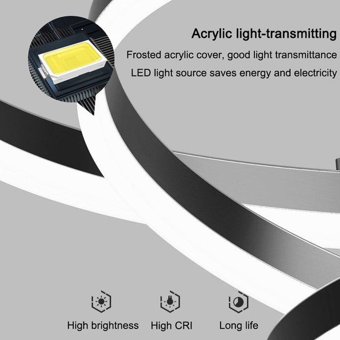 Black 3-Ring Minimalist LED Pendant Light | Adjustable Circular Chandelier