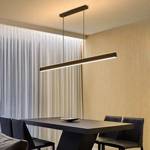 Modern Minimalist Trapezoid Pendant Light | Adjustable LED Bar Light | Black