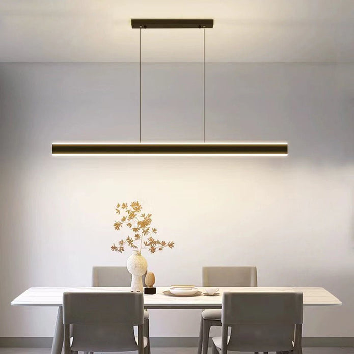 Modern Minimalist Trapezoid Pendant Light | Adjustable LED Bar Light | Black