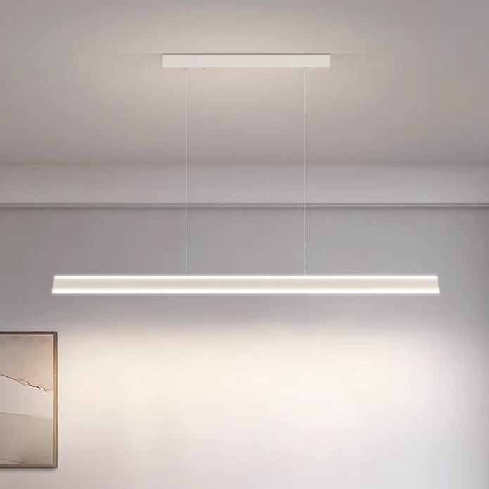 Modern Minimalist Trapezoid Pendant Light | Adjustable LED Bar Light | White