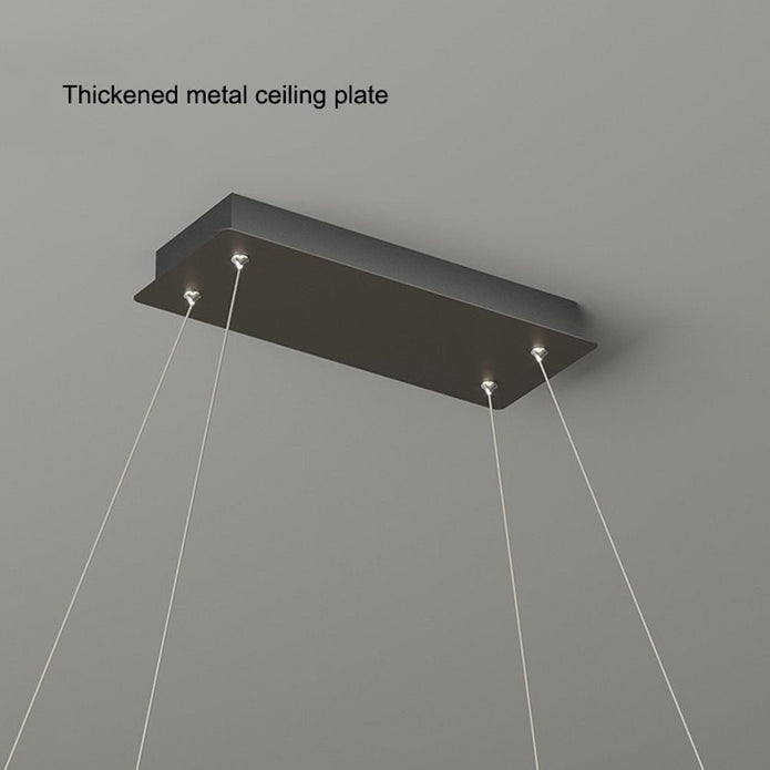 Modern Minimalist Oval Pendant Light | Adjustable LED Chandelier | Black
