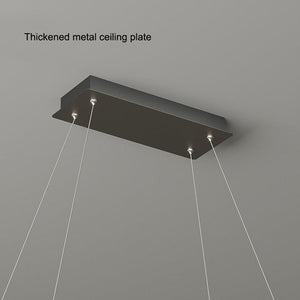 Modern Minimalist Oval Pendant Light | Adjustable LED Chandelier | Black