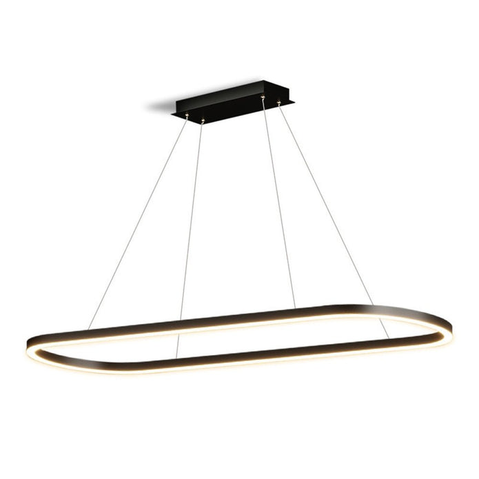 Modern Minimalist Oval Pendant Light | Adjustable LED Chandelier | Black