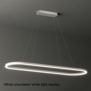 Modern Minimalist Oval Pendant Light | Adjustable LED Chandelier | Black