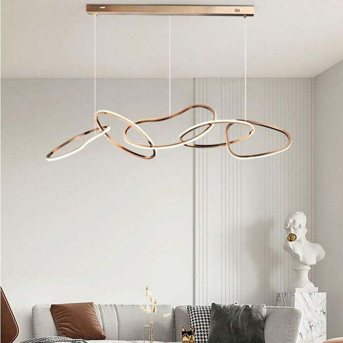 Nordic Minimalist Rose Gold LED Pendant Light | Adjustable Modern Ring Chandelier | 120cm