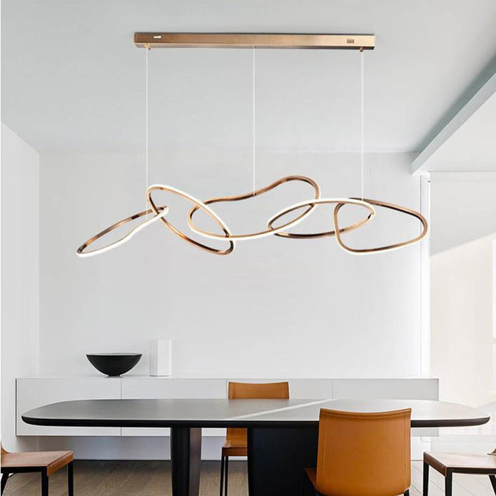 Nordic Minimalist Rose Gold LED Pendant Light | Adjustable Modern Ring Chandelier | 120cm