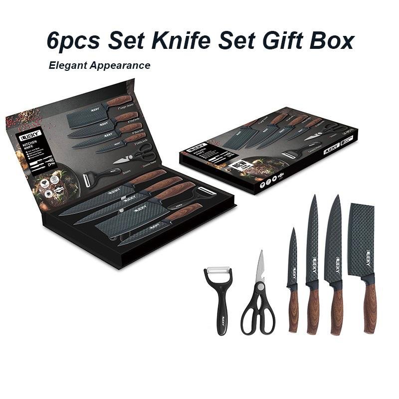 6-Piece Kitchen Knife Set | Everich Chef Knives | Stainless Steel | Nonstick | Scissors
