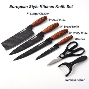 6-Piece Kitchen Knife Set | Everich Chef Knives | Stainless Steel | Nonstick | Scissors