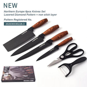 6-Piece Kitchen Knife Set | Everich Chef Knives | Stainless Steel | Nonstick | Scissors