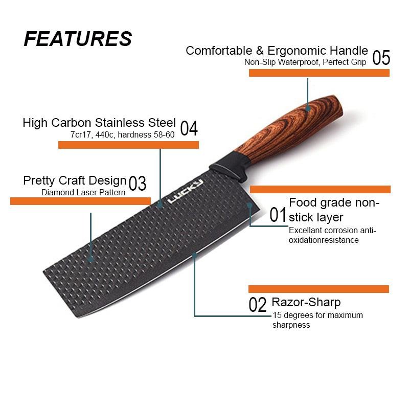 6-Piece Kitchen Knife Set | Everich Chef Knives | Stainless Steel | Nonstick | Scissors