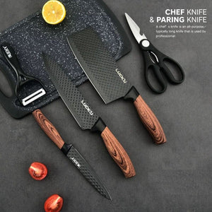 6-Piece Kitchen Knife Set | Everich Chef Knives | Stainless Steel | Nonstick | Scissor Cutting Board